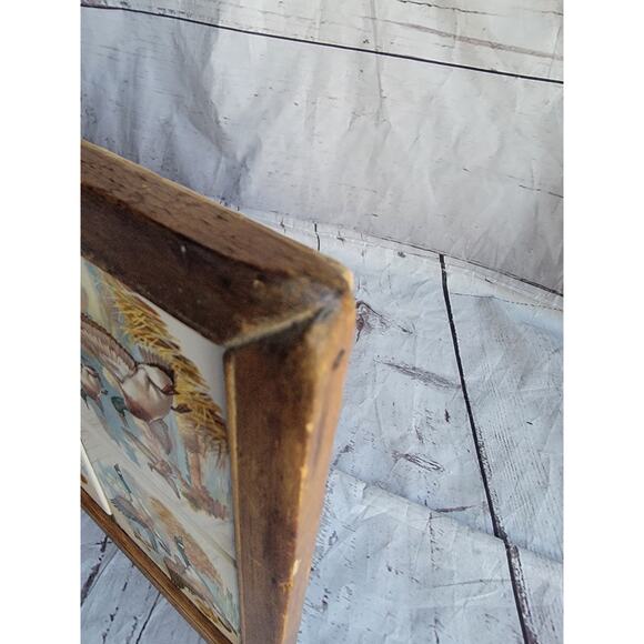 Vintage MCM Mallard Duck Flying on Pond Rustic Cabin Wall Art Tile Trivet 10x10 - Picture 12 of 13